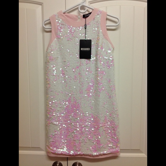 🎁NWT Misguided Pink Irredescent Sheath Dress 2 - Picture 2 of 5